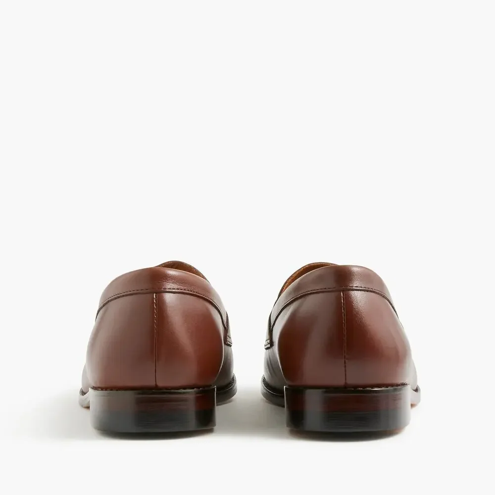 J. Crew Men's Penny Loafers Shoes Comfort Leather Burnished Brown Size 9 NWOB